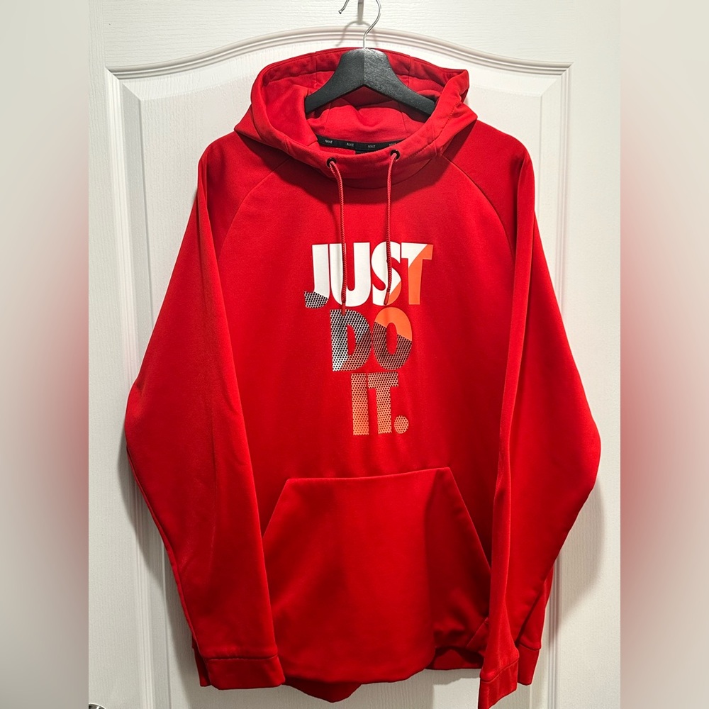 Nike Men’s DRI-FIT “Just Do It” Red Pullover Hoodie, Size XXL
